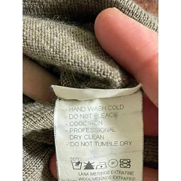 Vintage Tom James‎ Men's Polo Shirt Long Sleeve Size XXL Gray Wool Silk Cashmere - Picture 9 of 10